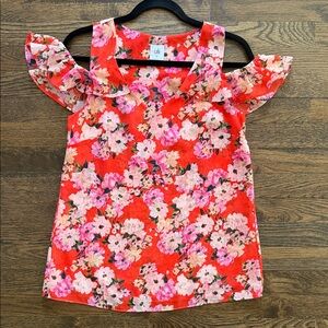Cabi Floral Cold Shoulder Top